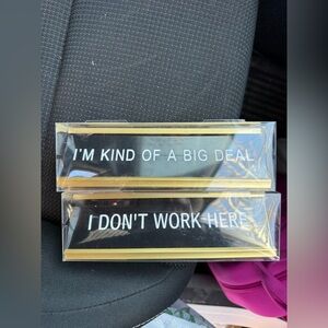 Humorous Gold and Black Desk Name Plates